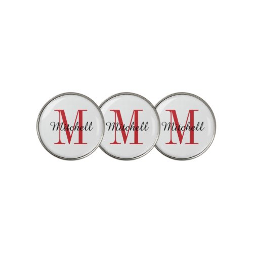 Red Monogram Initial and Name Personalized Golf Ball Marker