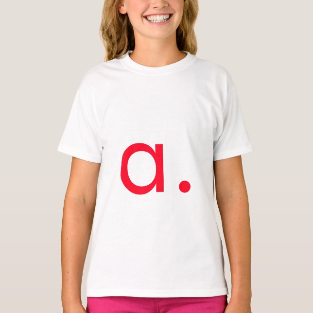 Red Monogram Initial Letter Modern Plain T-Shirt (Front)
