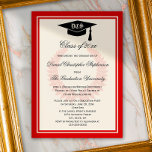 Red Monogram Laurel Classic College Graduation Invitation at Zazzle