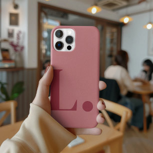 Red Monogram Letter Simple Color Minimalist Style iPhone 15 Pro Case