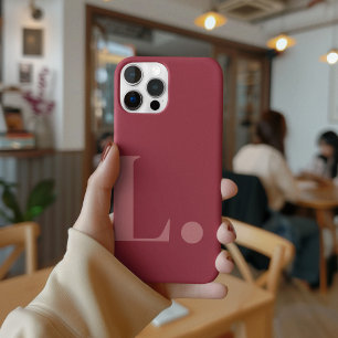 Red Monogram Letter Simple Color Minimalist Style iPhone 15 Pro Case