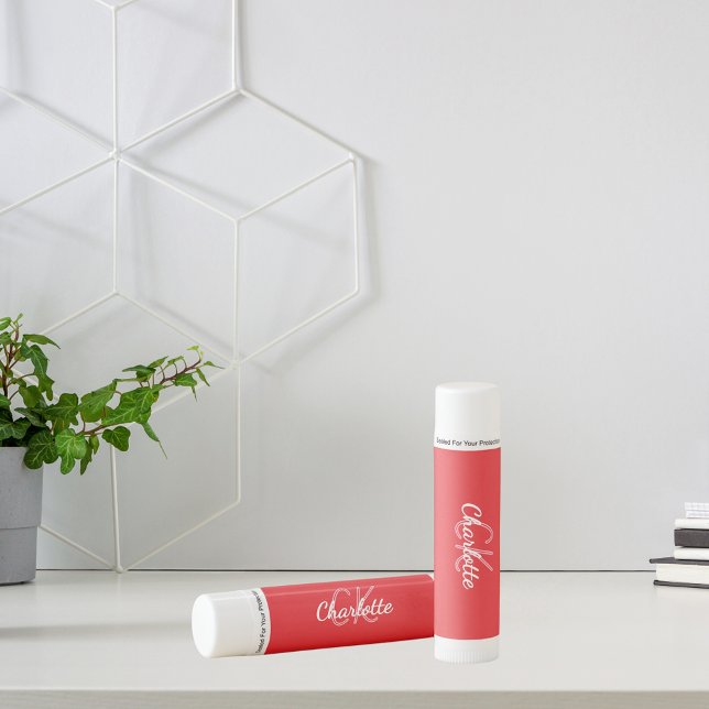 Red monogram name lip balm (Creator Uploaded)