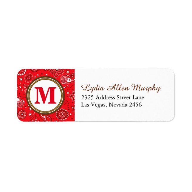 Red Monogram Paisley Pattern Label (Front)