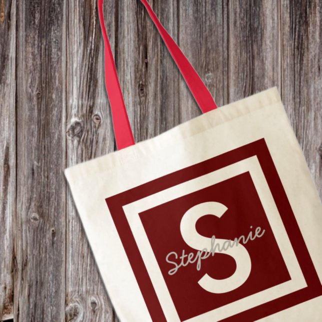 Red Monogram Personalized Tote Bag (Creator Uploaded)