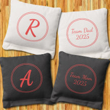 Red Monogram Simple Elegant Round