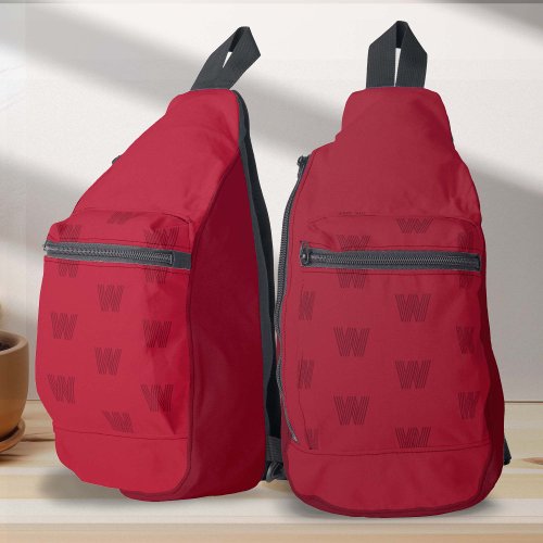 Red monogram simple modern women sling bag