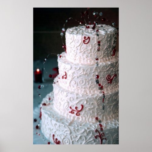 Red Monogram Wedding Cake Bakery Fine Art Print