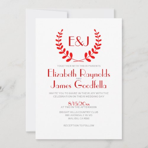 Red Monogram Wedding Invitations
