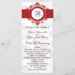 red monogram Wedding program<br><div class="desc">Monogram Regal flourish damask design with a style of elegance.</div>