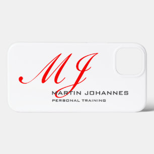 Red Monogram White Grey Personal Trainer Modern iPhone 13 Case