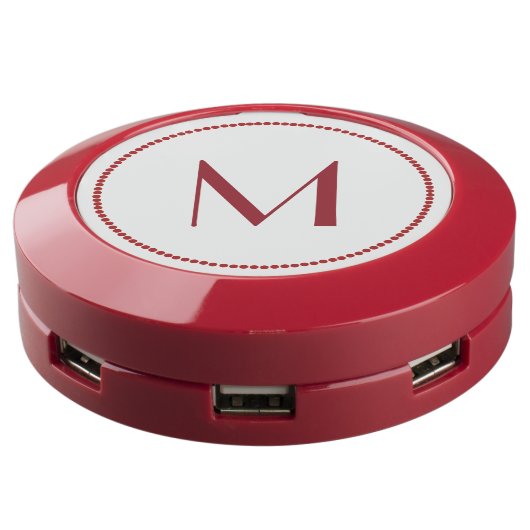 Red Monogrammed Charging Hub (Angled)