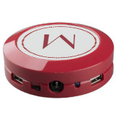Red Monogrammed Charging Hub (Angled Back)