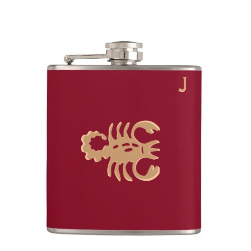 Red Monogrammed Flask _ Zodiac _ Scorpio