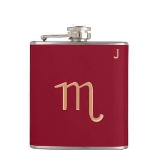 Red Monogrammed Flask - Zodiac - Scorpio