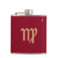 Red Monogrammed Flask - Zodiac - Virgo