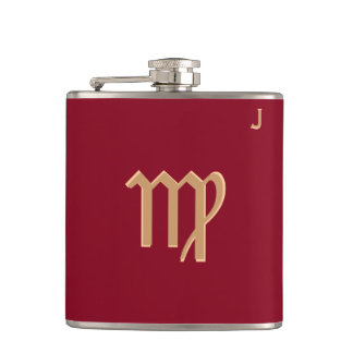 Red Monogrammed Flask - Zodiac - Virgo