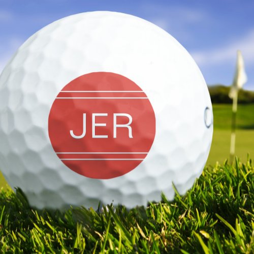 Red Monogrammed Initial Personalized Golfer Golf Balls