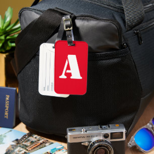 Red Monogrammed Luggage Tag