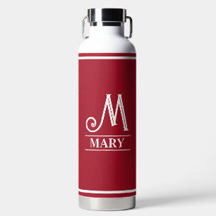 Red Monogrammed  Water Bottle