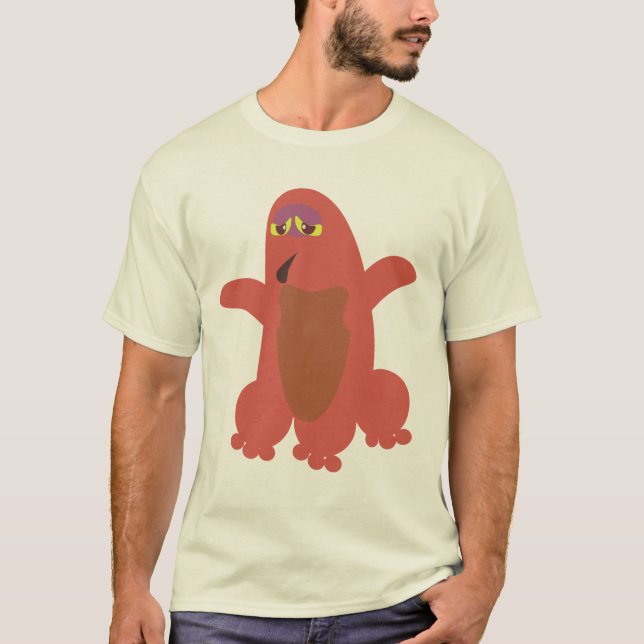 Red Monster Fun Goofy Character Art T-Shirt (Front)