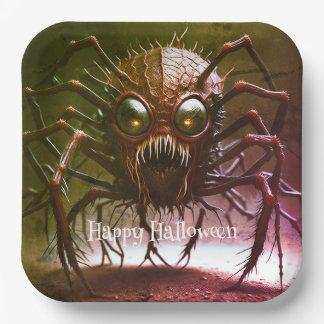 Red Monster Halloween Paper Plates