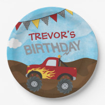 Red Monster Jam Truck Birthday Party Personalized