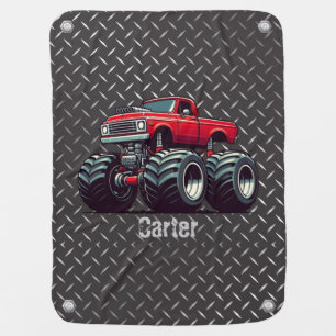 Red monster truck baby blanket