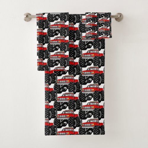 Red Monster Truck Bath Towel Set