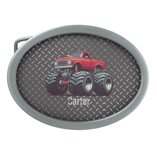 Red monster truck  belt buckle (Front)