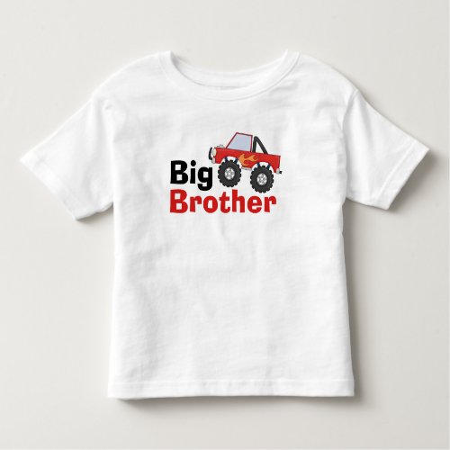 Red Monster Truck Big Brother Toddler T_shirt