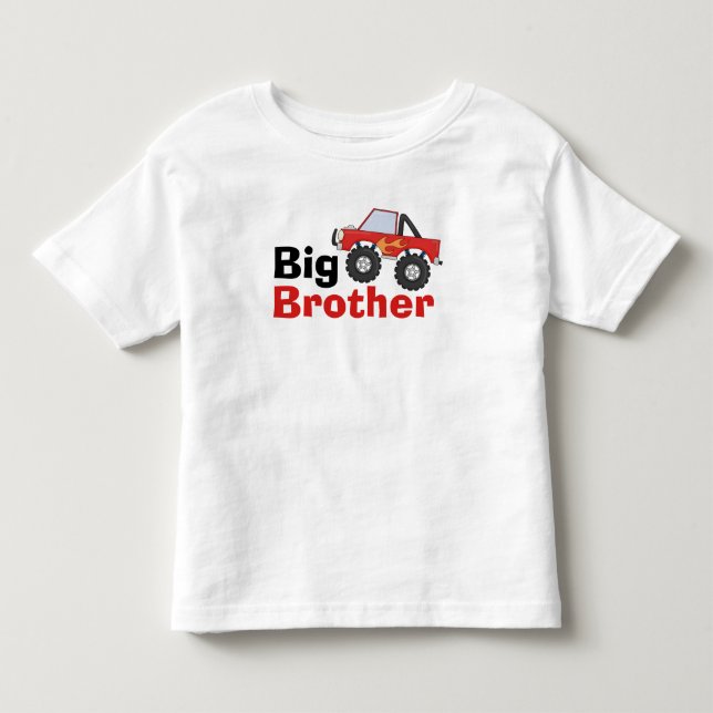 Red Monster Truck Big Brother Toddler T-shirt (Front)