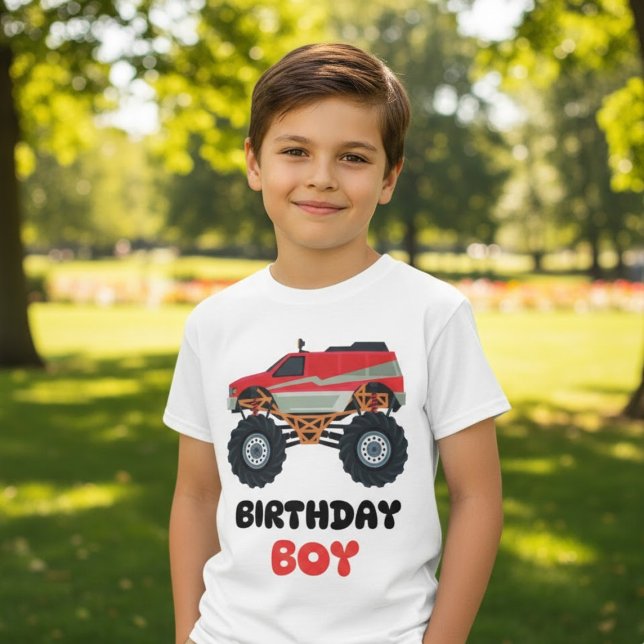 Red Monster Truck Birthday Boy T-Shirt (Creator Uploaded)