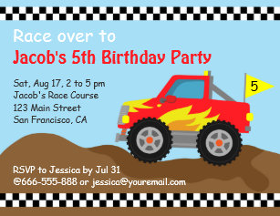 monster truck birthday invitations zazzle