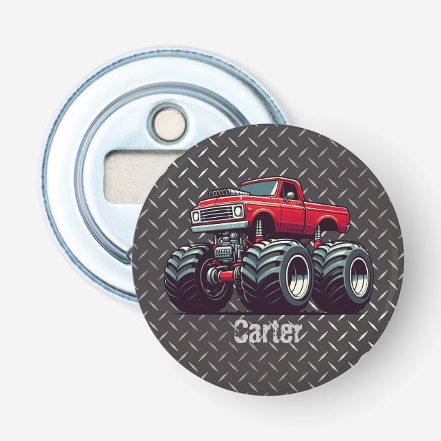 Red monster truck  bottle opener (Front)