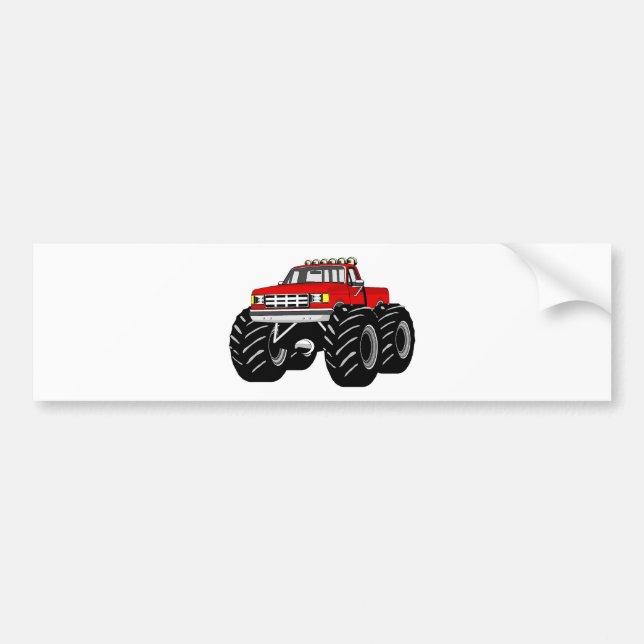 RED MONSTER TRUCK BUMPER STICKER (Front)