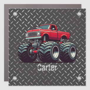 Red monster truck  car magnet