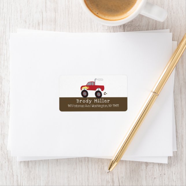 Red Monster Truck Customized Label (Insitu)