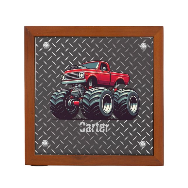 Red monster truck  desk organizer (Front)