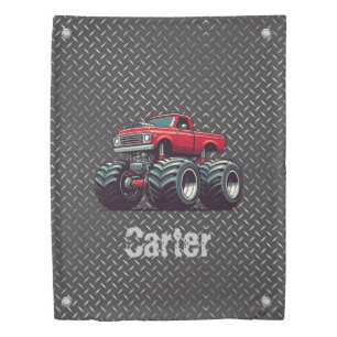 Red monster truck duvet cover