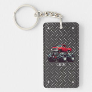 Red monster truck keychain
