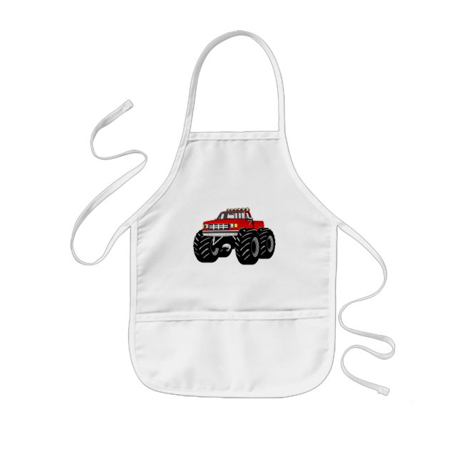 RED MONSTER TRUCK KIDS' APRON (Front)
