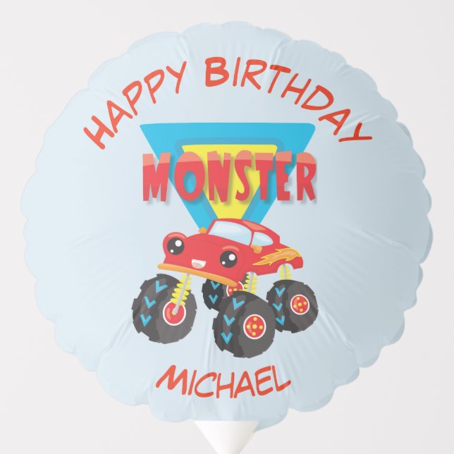 Red Monster Truck Kids Birthday Balloon (Front)