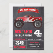Red Monster Truck Kids Birthday Party Invitation (Front)