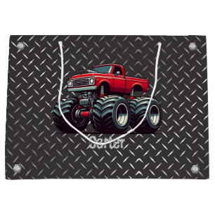 Red monster truck large gift bag