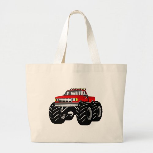 RED MONSTER TRUCK LARGE TOTE BAG