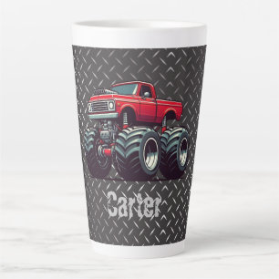 Red monster truck latte mug