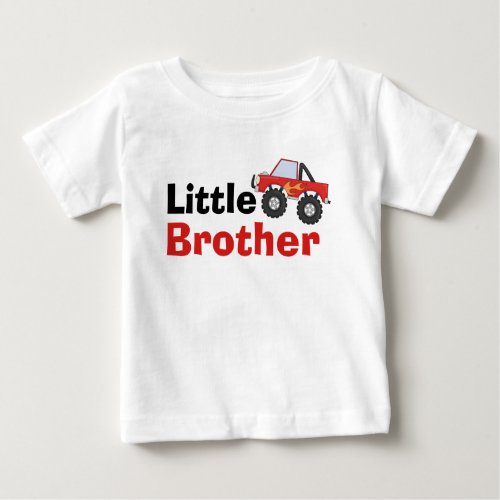 Red Monster Truck Little Brother Baby T_Shirt