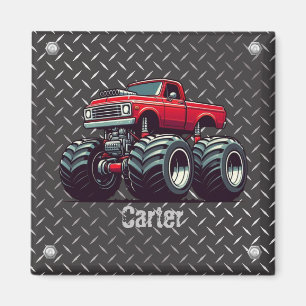 Red monster truck magnet