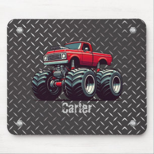 Red monster truck mouse pad