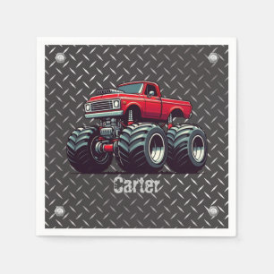 Red monster truck napkins
